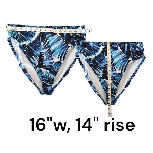 Mynah Blue Tropic Goddess Side Shirred High Rise Bikini Bottoms XL NWOT - Picture 11 of 13